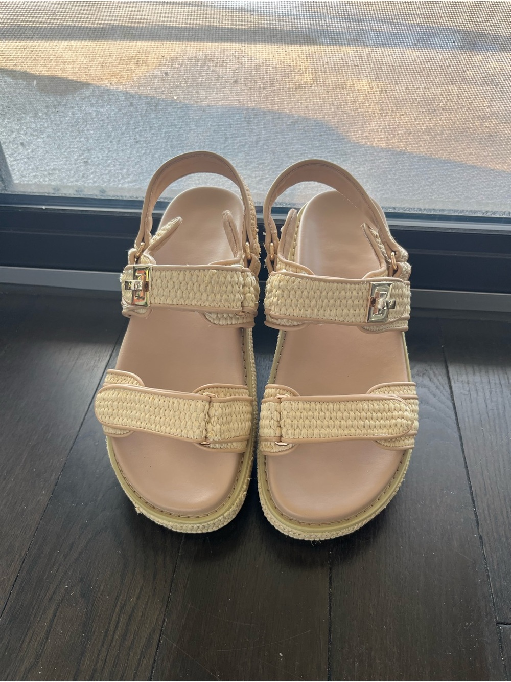 Woven Strap Neutral Platform Sandals - Women
